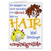'Unmanageable Hair' Funny Sobriety Card (Front)