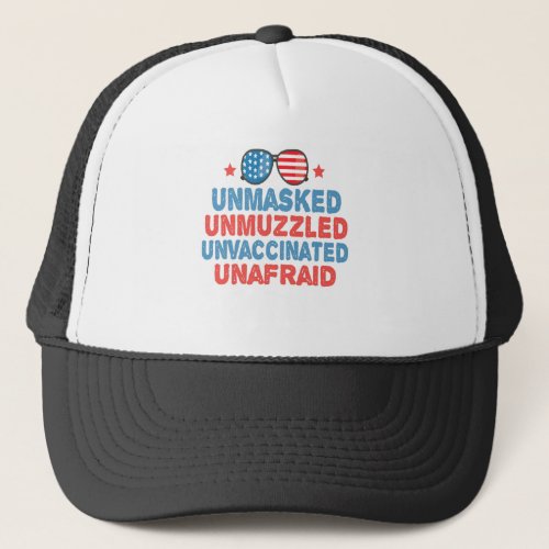 Unmasked Unmuzzled Unvaccinated Unafraid Usa Gift Trucker Hat