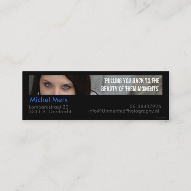 Unmerited Photography Mini Business Card (Front)