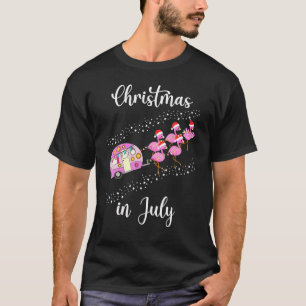 Unny Flamingo Pink Retro Camping Car Christmas In T-Shirt