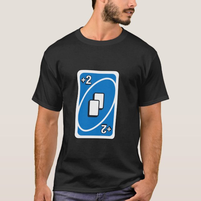 UNO Blue Draw Two Card T-Shirt (Front)