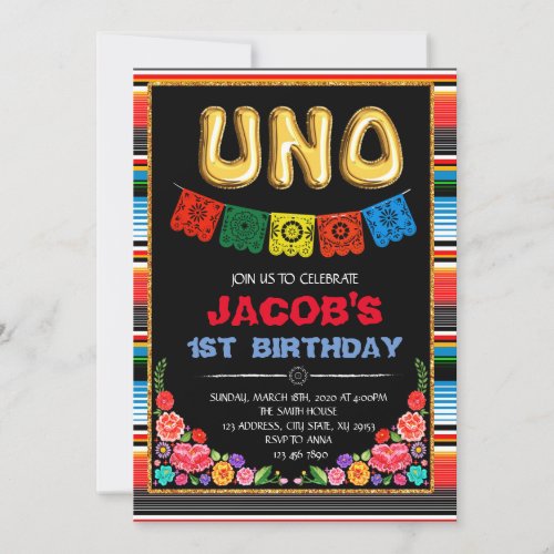 UNO fiesta birthday party invitation