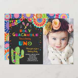 Uno Fiesta First Birthday invitation Cactus Party