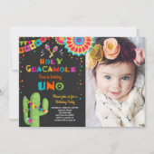 Uno Fiesta First Birthday invitation Cactus Party (Front)