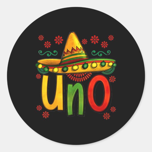 Uno My First Mexican Birthday Cinco De Mayo 1st Bi Classic Round Sticker (Front)