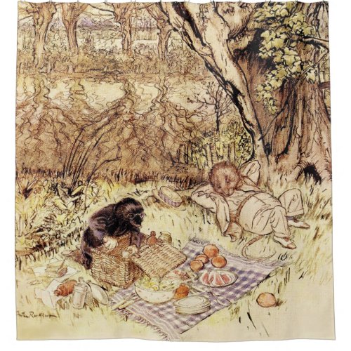 Unpacking the Picnic Basket by Arthur Rackham Shower Curtain