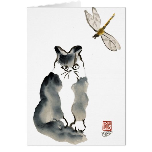 Unpalatable Insect [dragonfly] and Gray Kitten Cards (Front)