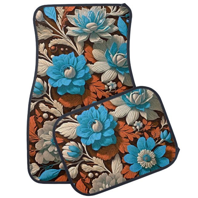 Unparalleled Style: Ultimate Boho Floral Car Floor Mat (Set)
