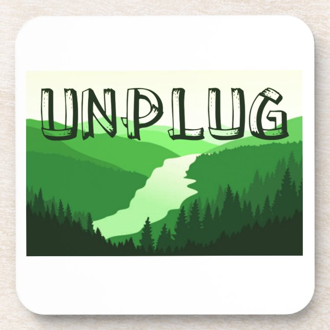 Unplug Drink Coaster (Front)