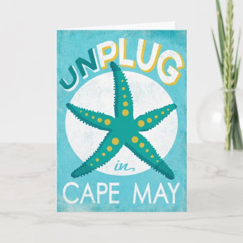 Unplug In Cape May Starfish Beach Nautical Card