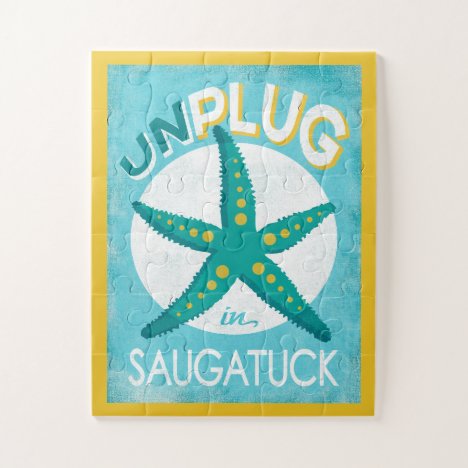 Unplug In Saugatuck Starfish Beach Nautical Jigsaw Puzzle