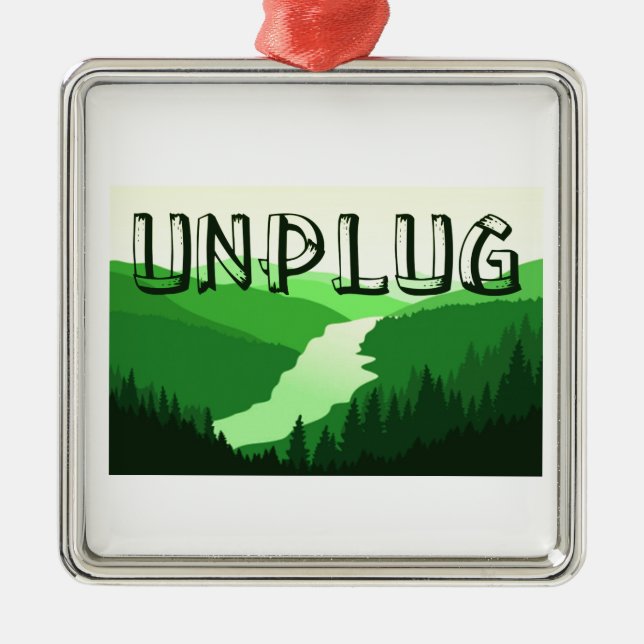 Unplug Metal Ornament (Front)