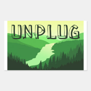 Unplug Rectangular Sticker