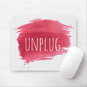 UNPLUG Text On Red Paint Mouse Pad