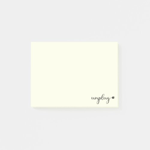Unplug with Script Text and Electric Plug Post_it Notes