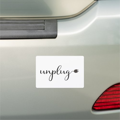 Unplug with Script Text and Plug  Car Magnet