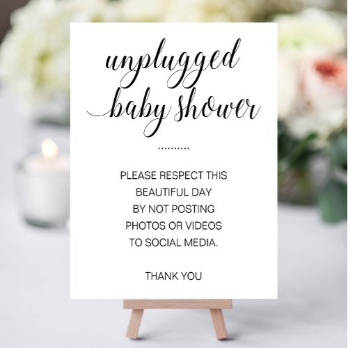 Unplugged Baby Shower No Posting To Social Media Foam Board
