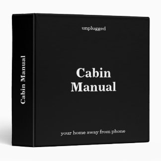Unplugged Cabin Manual Minimalist Black 3 Ring Binder