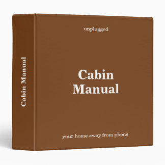 Unplugged Cabin Manual Minimalist Brown 3 Ring Binder