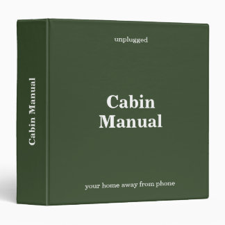 Unplugged Cabin Manual Minimalist Green 3 Ring Binder