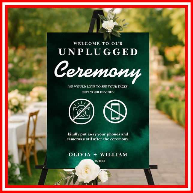 Unplugged Ceremony Emerald Green Wedding Sign (Creator Uploaded)