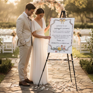 Unplugged Ceremony floral watercolor wedding sign