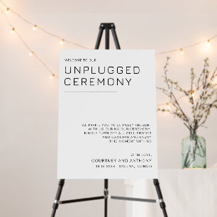 Unplugged Ceremony Minimalist Wedding Welcome Foam Board