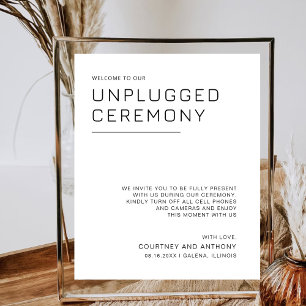 Unplugged Ceremony Minimalist Wedding Welcome Poster