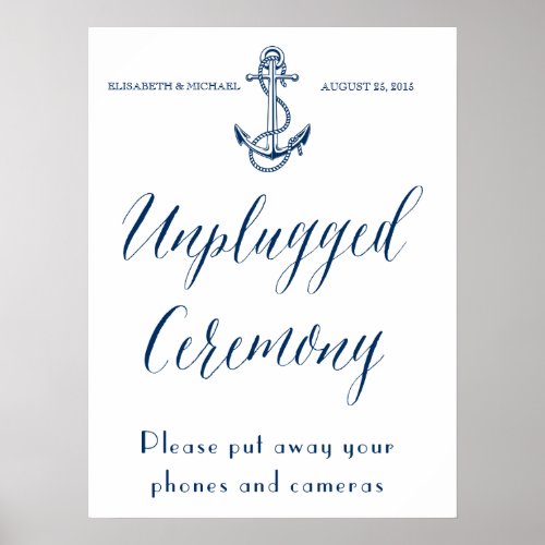 Unplugged ceremony Nautical Wedding sign