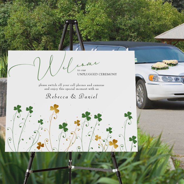 Unplugged Ceremony Shamrock Wedding Welcome Foam Board (Creator Uploaded)