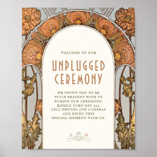 Unplugged Ceremony Sign Vintage Art Nouveau