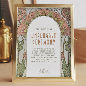 Unplugged Ceremony Sign Vintage Art Nouveau