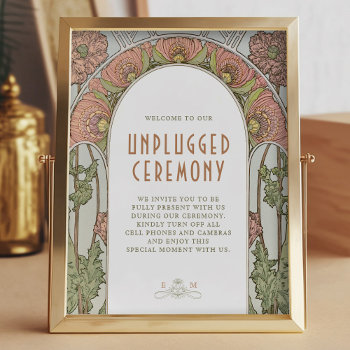 Unplugged Ceremony Sign Vintage Art Nouveau by DIYPaperBoutique at Zazzle