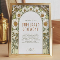 Unplugged Ceremony Sign Vintage Art Nouveau