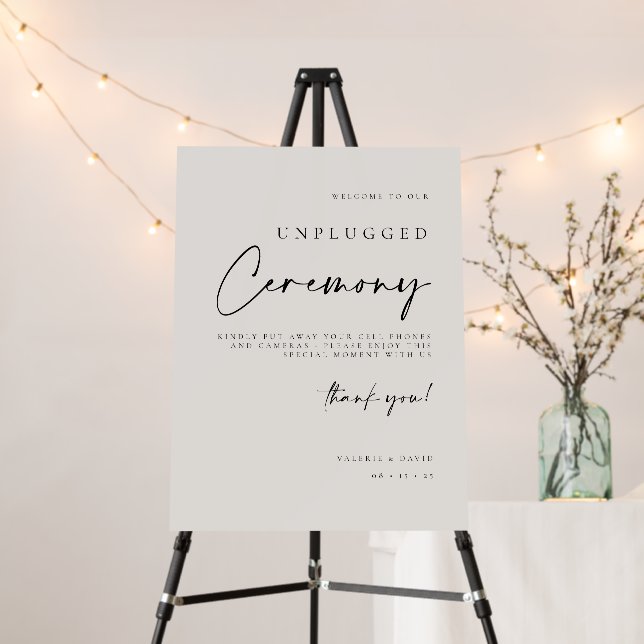 Unplugged Ceremony Sign Wedding Welcome Poster (In Situ (Stand))