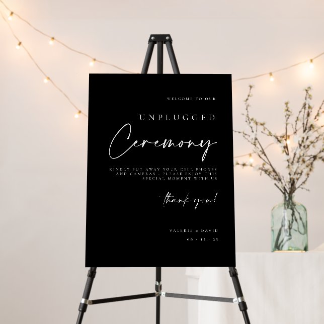 Unplugged Ceremony Sign Wedding Welcome Poster (In Situ (Stand))