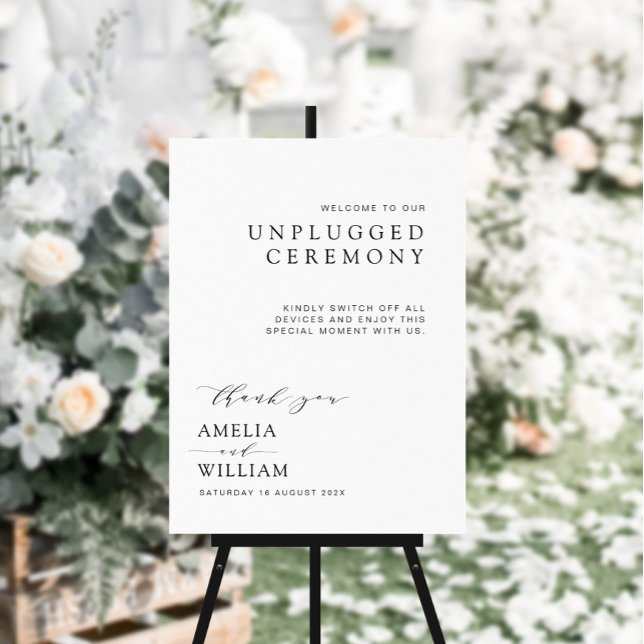Unplugged ceremony simple black script sign (Creator Uploaded)