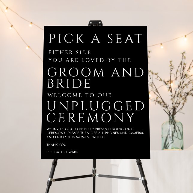 Unplugged Ceremony Simple Modern Script Foam Board (In Situ (Stand))