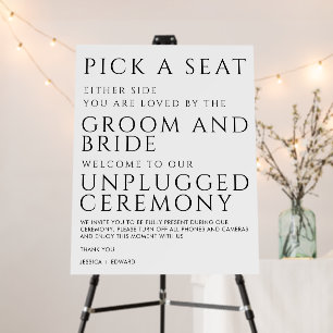 Unplugged Ceremony Simple Modern Script Foam Board