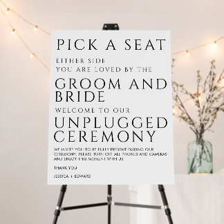Unplugged Ceremony Simple Modern Script Foam Board