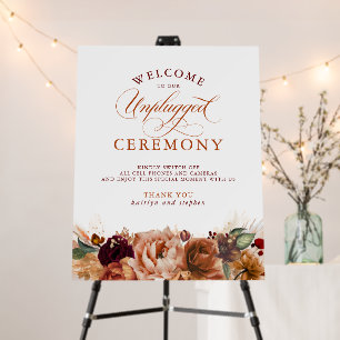 Unplugged Ceremony Terracotta Wedding Welcome Foam Board