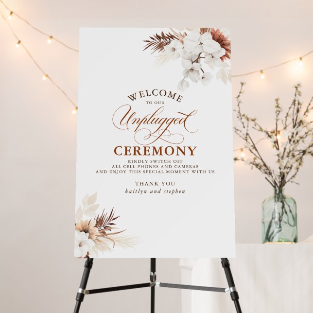 Unplugged Ceremony Terracotta Wedding Welcome Foam Board (In Situ (Stand))