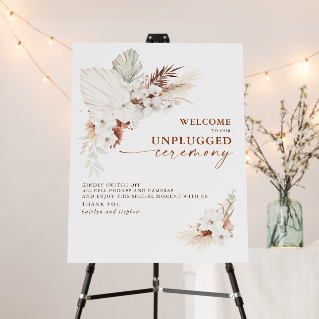 Unplugged Ceremony Terracotta Wedding Welcome Foam Board (In Situ (Stand))