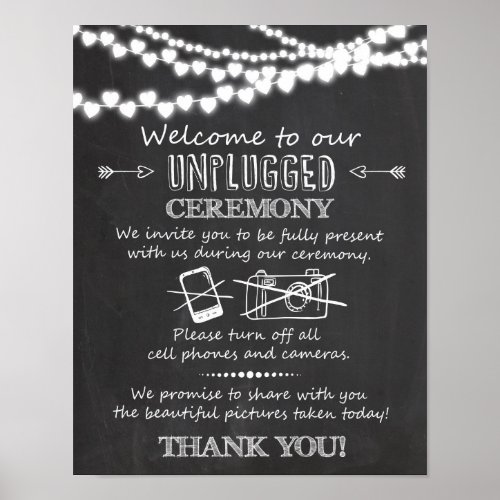 Unplugged ceremony wedding chalkboard sign