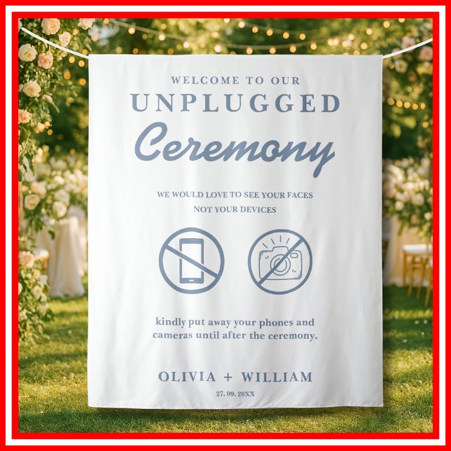 Unplugged Ceremony Wedding Dusty Blue Backdrop (Creator Uploaded)