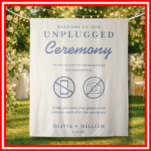 Unplugged Ceremony Wedding Dusty Blue Backdrop