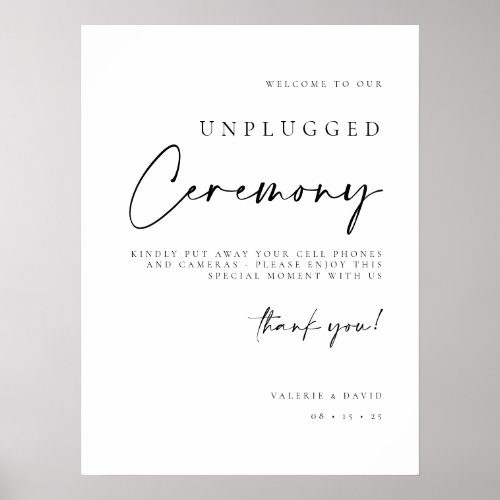 Unplugged Ceremony Wedding No Devices Poster Sign