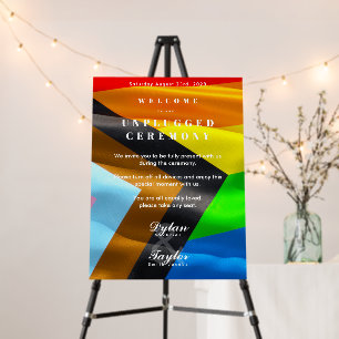 Unplugged Ceremony Wedding Pride Flag Welcome Sign