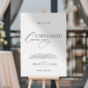 Unplugged Ceremony Wedding Sign Black & White