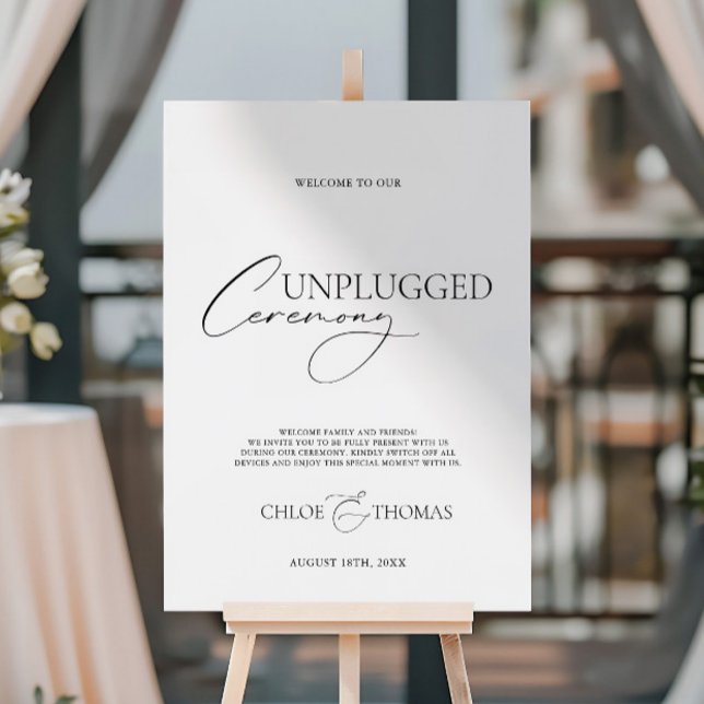 Unplugged Ceremony Wedding Sign Black & White (Unplugged Ceremony Wedding Sign Black & White)
